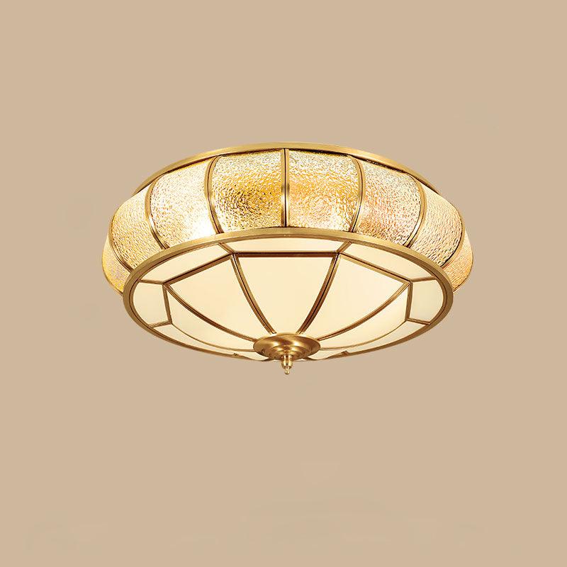 Ulrinara Postmoderne Luxe Tambour Laiton Verre Plafonnier - Neutralighting