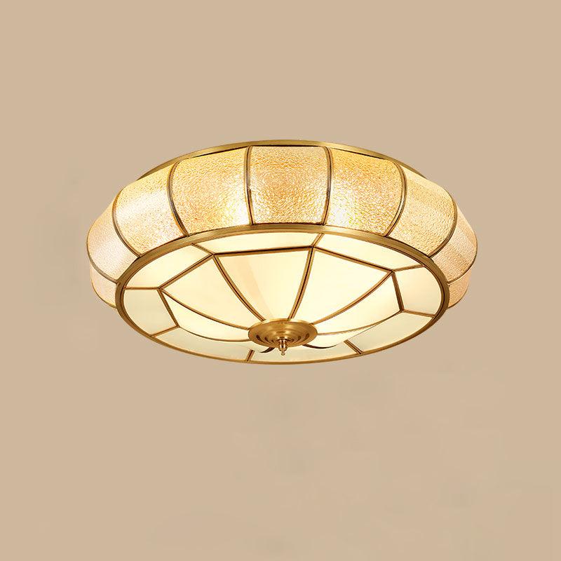 Ulrinara Postmoderne Luxe Tambour Laiton Verre Plafonnier - Neutralighting