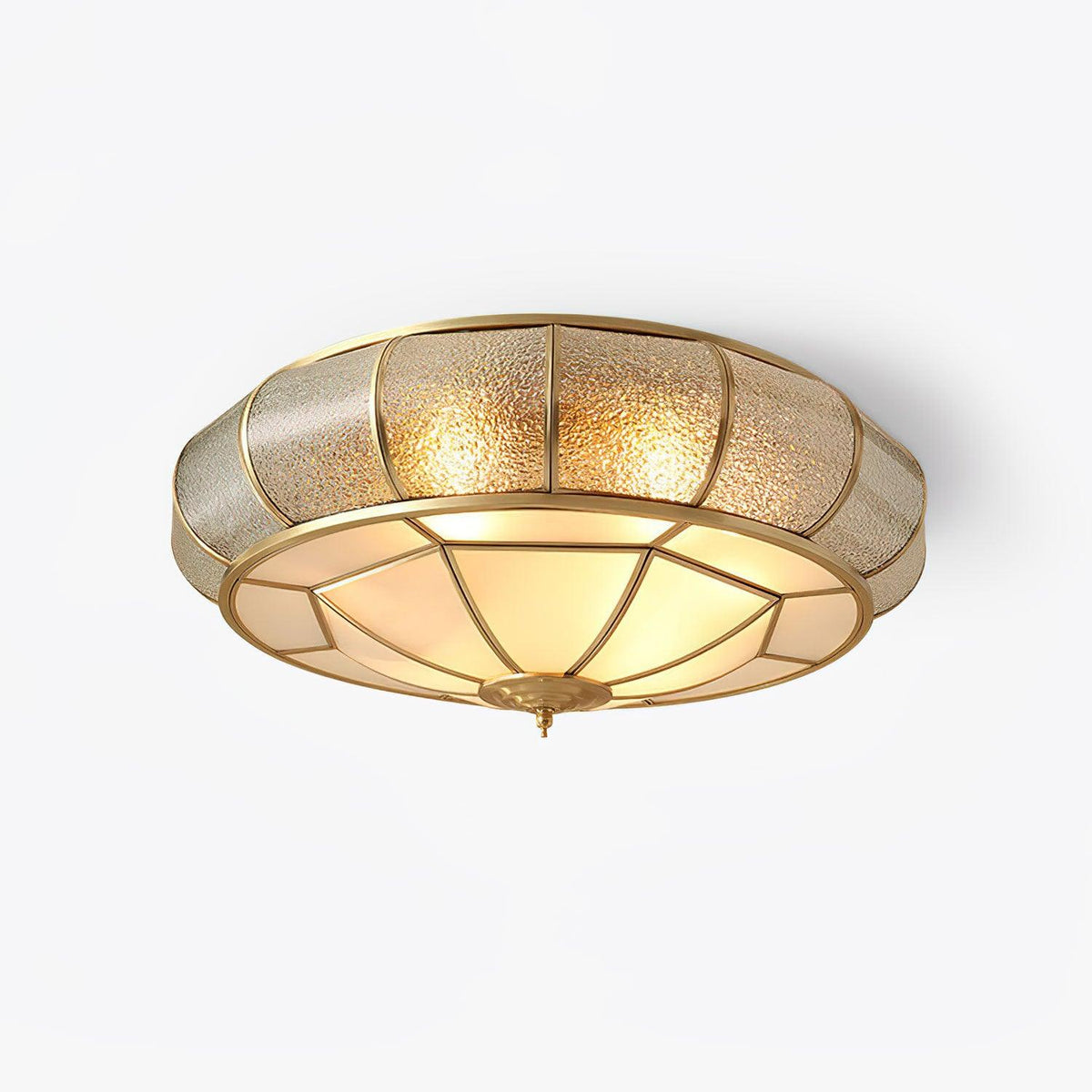 Ulrinara Postmoderne Luxe Tambour Laiton Verre Plafonnier - Neutralighting