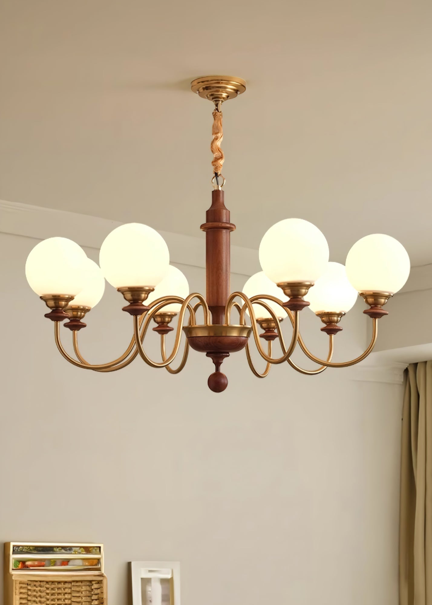 Nyvinia Chandelier en Laiton Vintage et Verre - Neutralighting