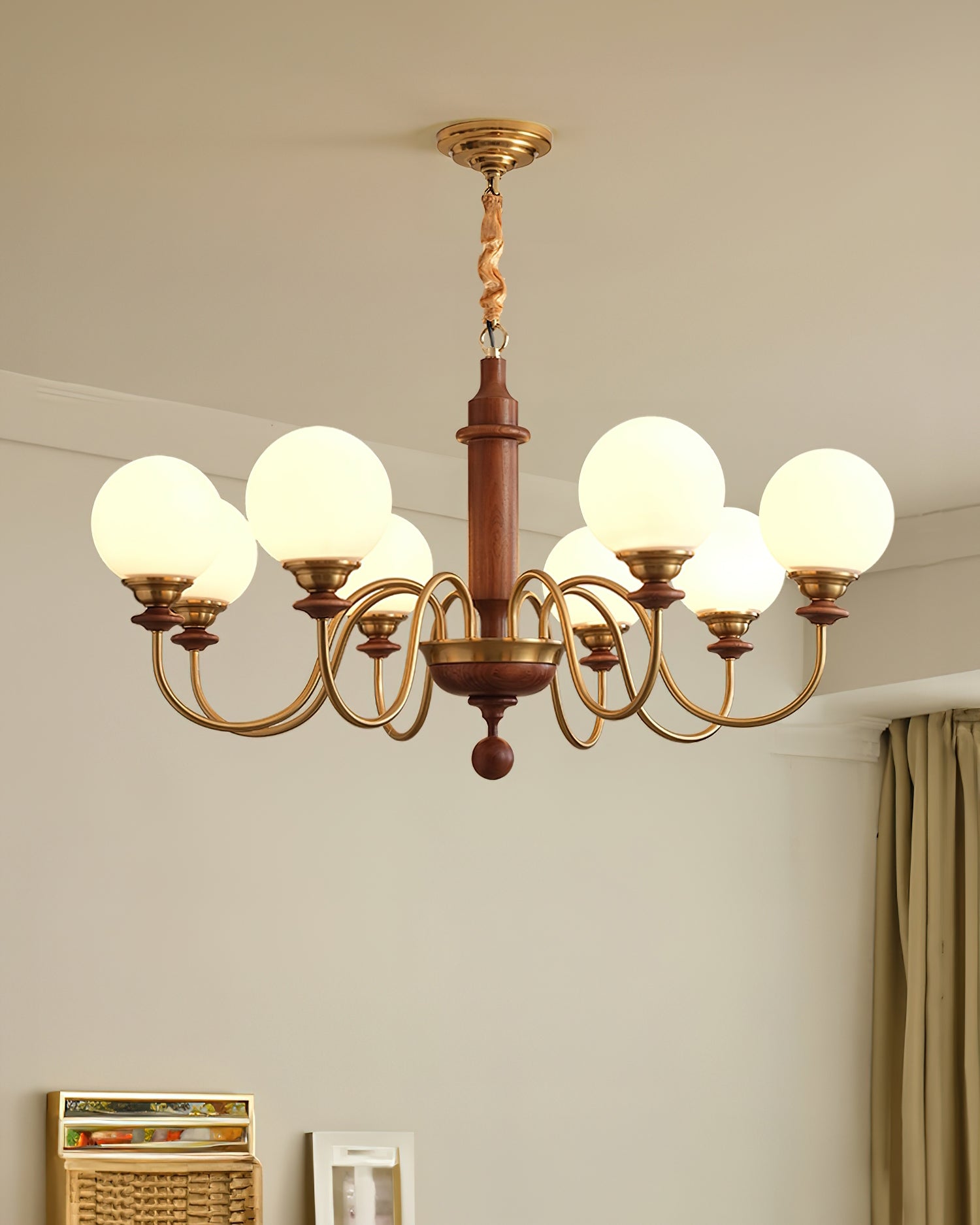 Nyvinia Chandelier en Laiton Vintage et Verre - Neutralighting