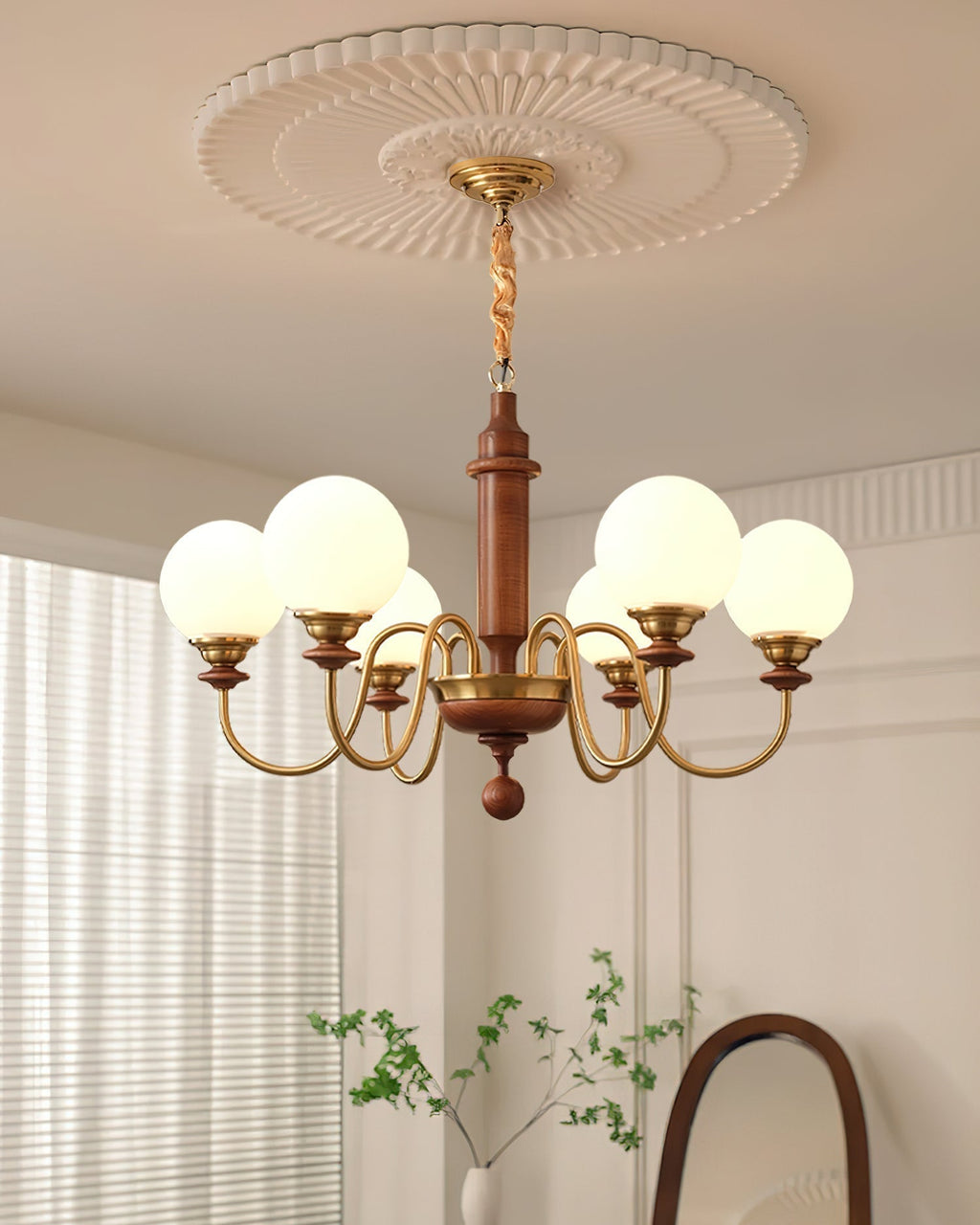 Nyvinia Chandelier en Laiton Vintage et Verre - Neutralighting