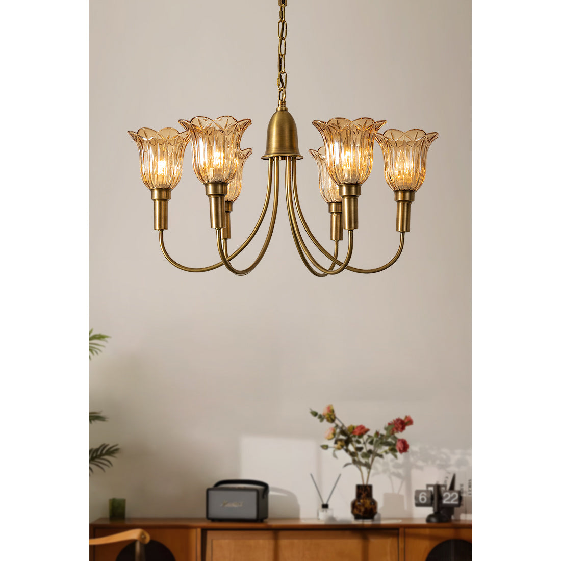 Tempo Chandelier Métal Laiton Art Déco Vintage - Neutralighting