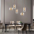 Lustra Lustre Suspendu En Verre Maillage Doré Pour Salle À Manger - Neutralighting