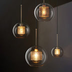 Lustra Lustre Suspendu En Verre Maillage Doré Pour Salle À Manger - Neutralighting