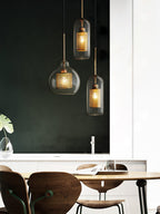 Lustra Lustre Suspendu En Verre Maillage Doré Pour Salle À Manger - Neutralighting