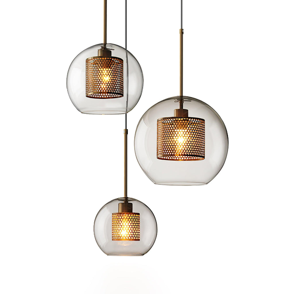 Lustra Lustre Suspendu En Verre Maillage Doré Pour Salle À Manger - Neutralighting