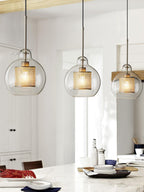 Lustra Lustre Suspendu En Verre Maillage Doré Pour Salle À Manger - Neutralighting