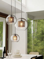 Lustra Lustre Suspendu En Verre Maillage Doré Pour Salle À Manger - Neutralighting