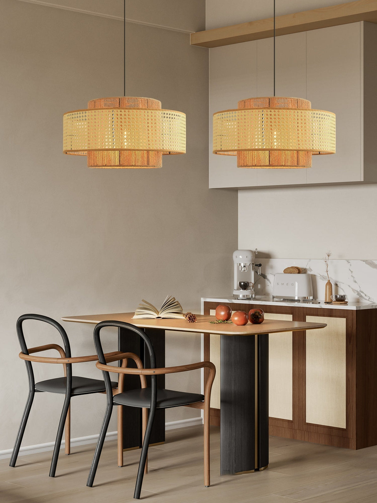 Ulshayra Lampe Suspension en Rotin Concentrique - Neutralighting