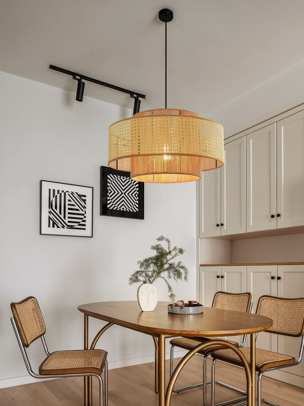 Ulshayra Lampe Suspension en Rotin Concentrique - Neutralighting