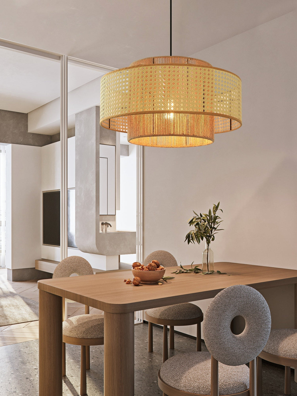 Ulshayra Lampe Suspension en Rotin Concentrique - Neutralighting