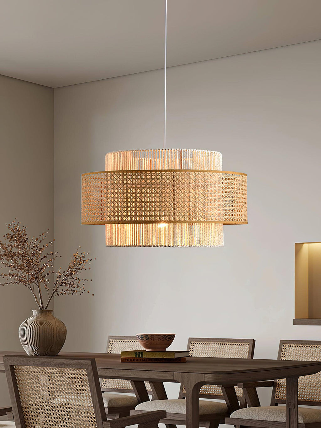 Ulshayra Lampe Suspension en Rotin Concentrique - Neutralighting