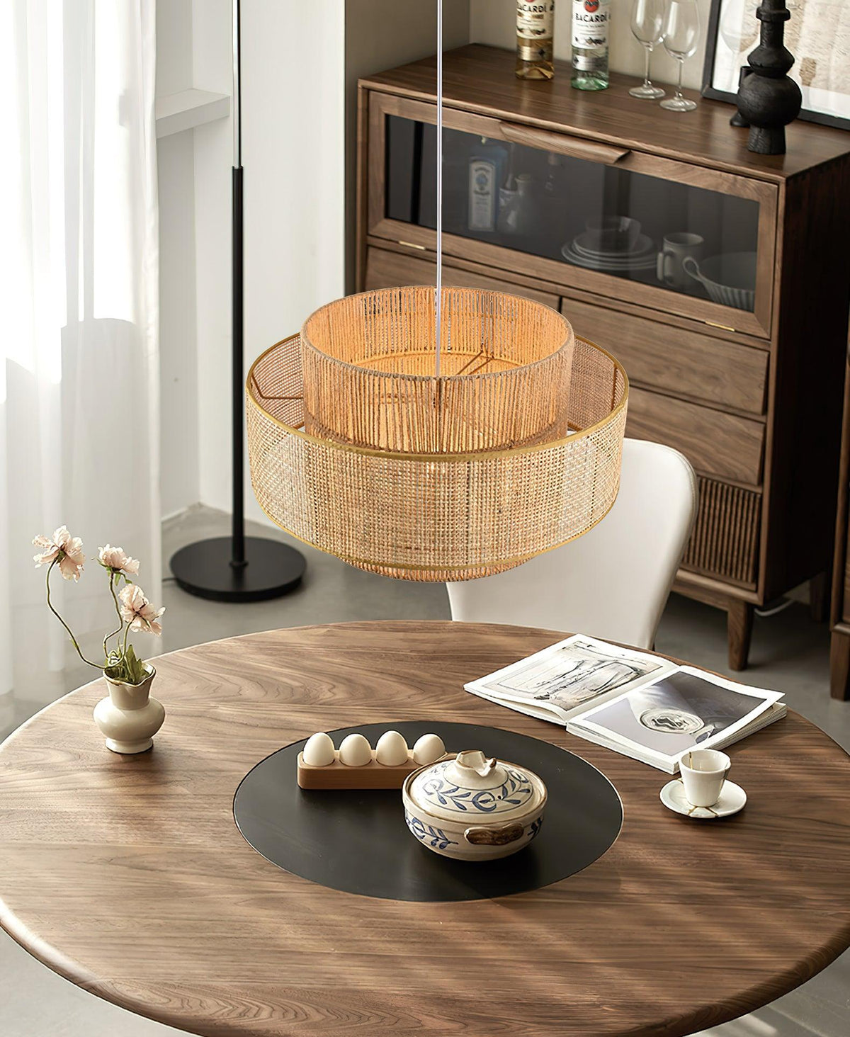 Ulshayra Lampe Suspension en Rotin Concentrique - Neutralighting