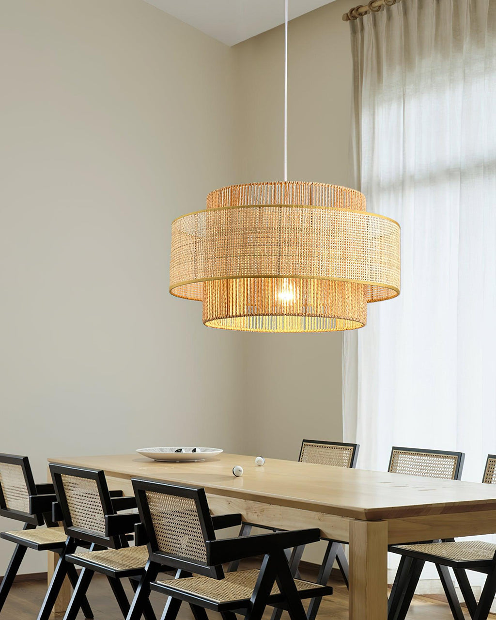 Ulshayra Lampe Suspension en Rotin Concentrique - Neutralighting