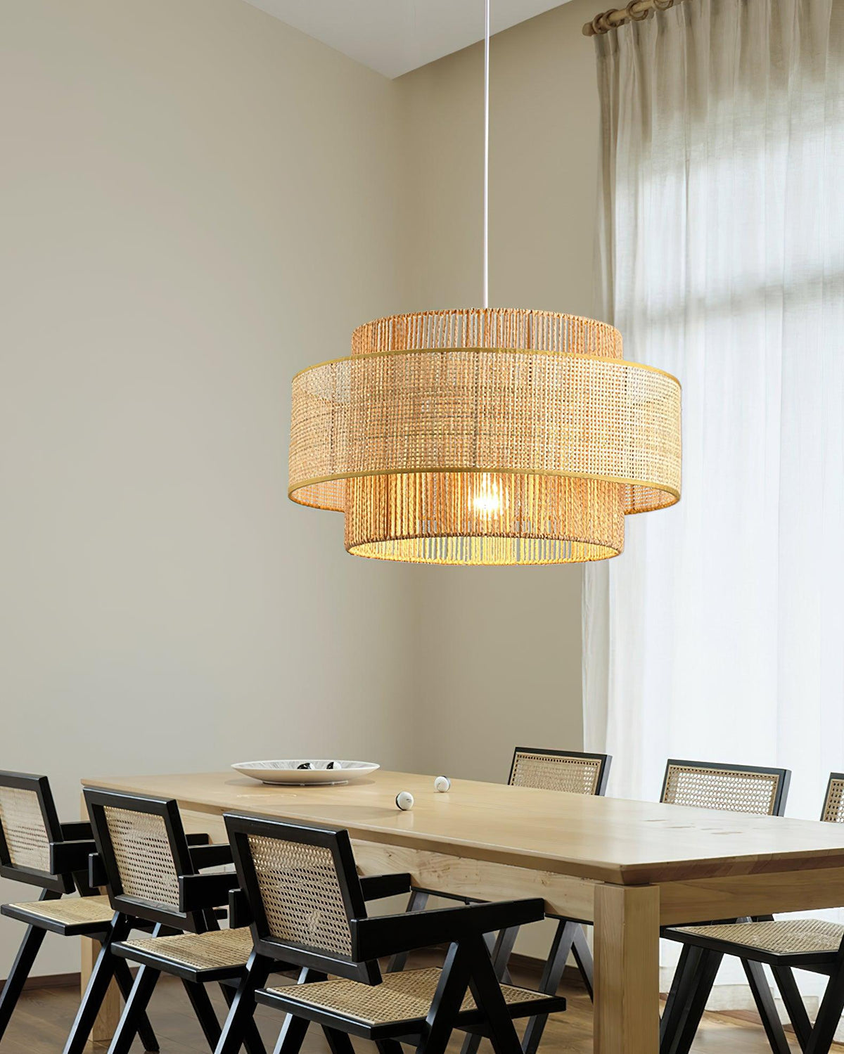 Ulshayra Lampe Suspension en Rotin Concentrique - Neutralighting
