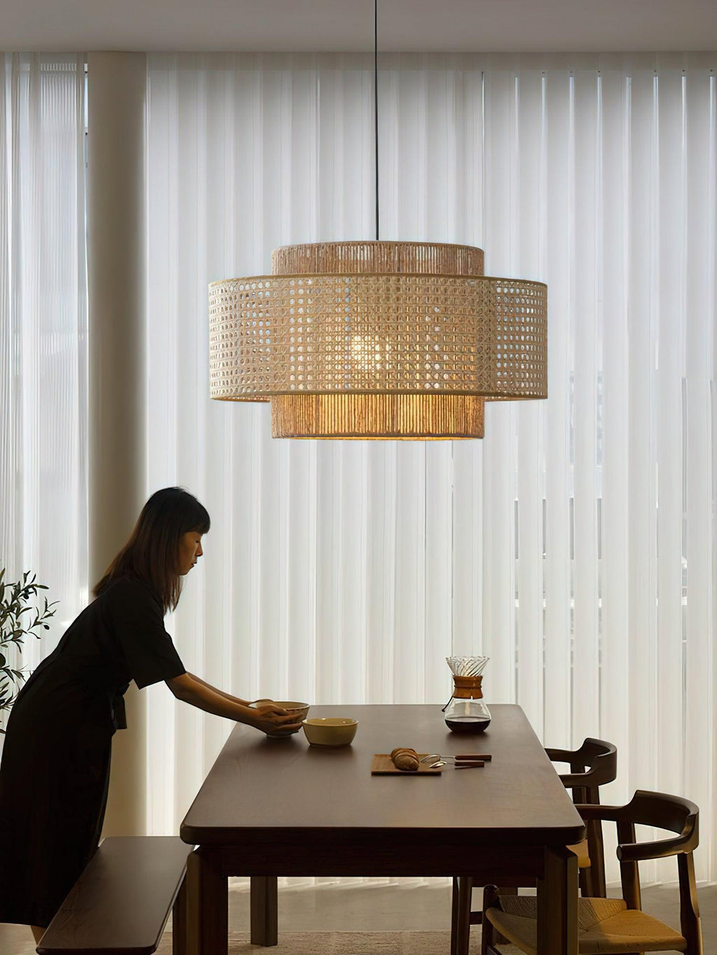 Ulshayra Lampe Suspension en Rotin Concentrique - Neutralighting