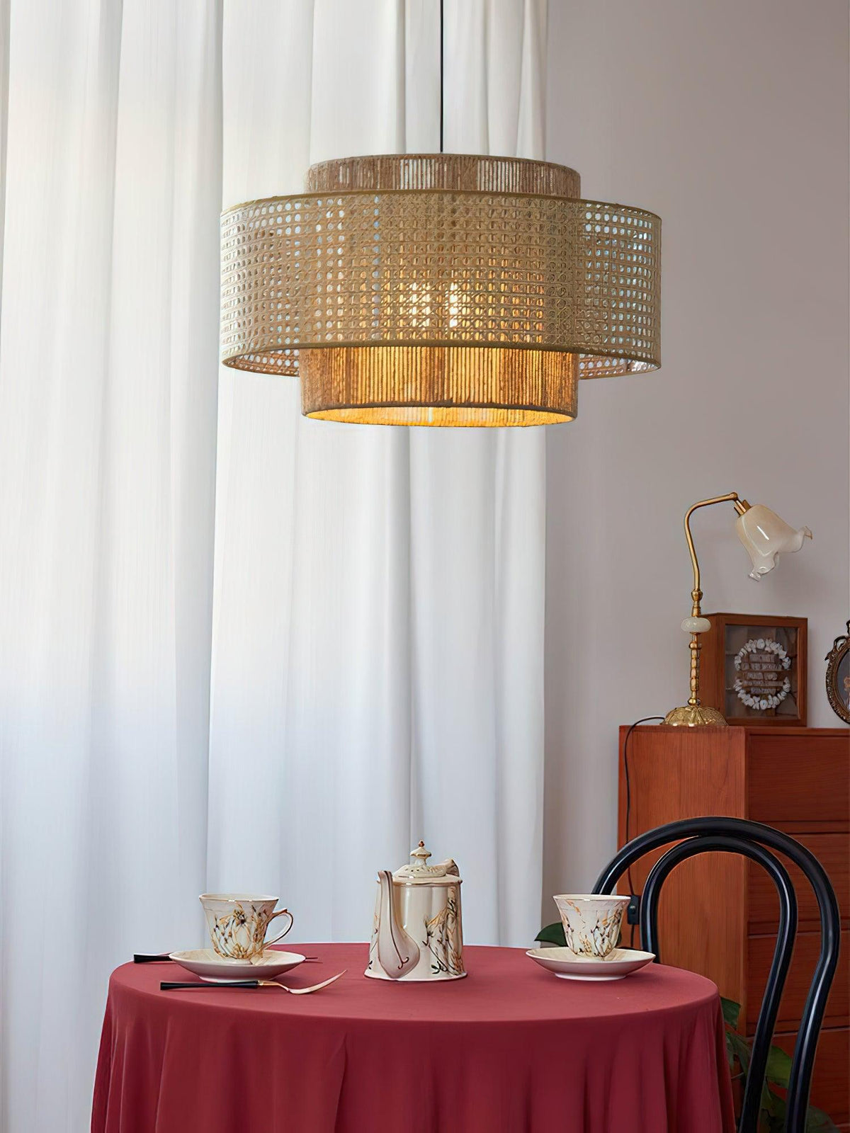 Ulshayra Lampe Suspension en Rotin Concentrique - Neutralighting