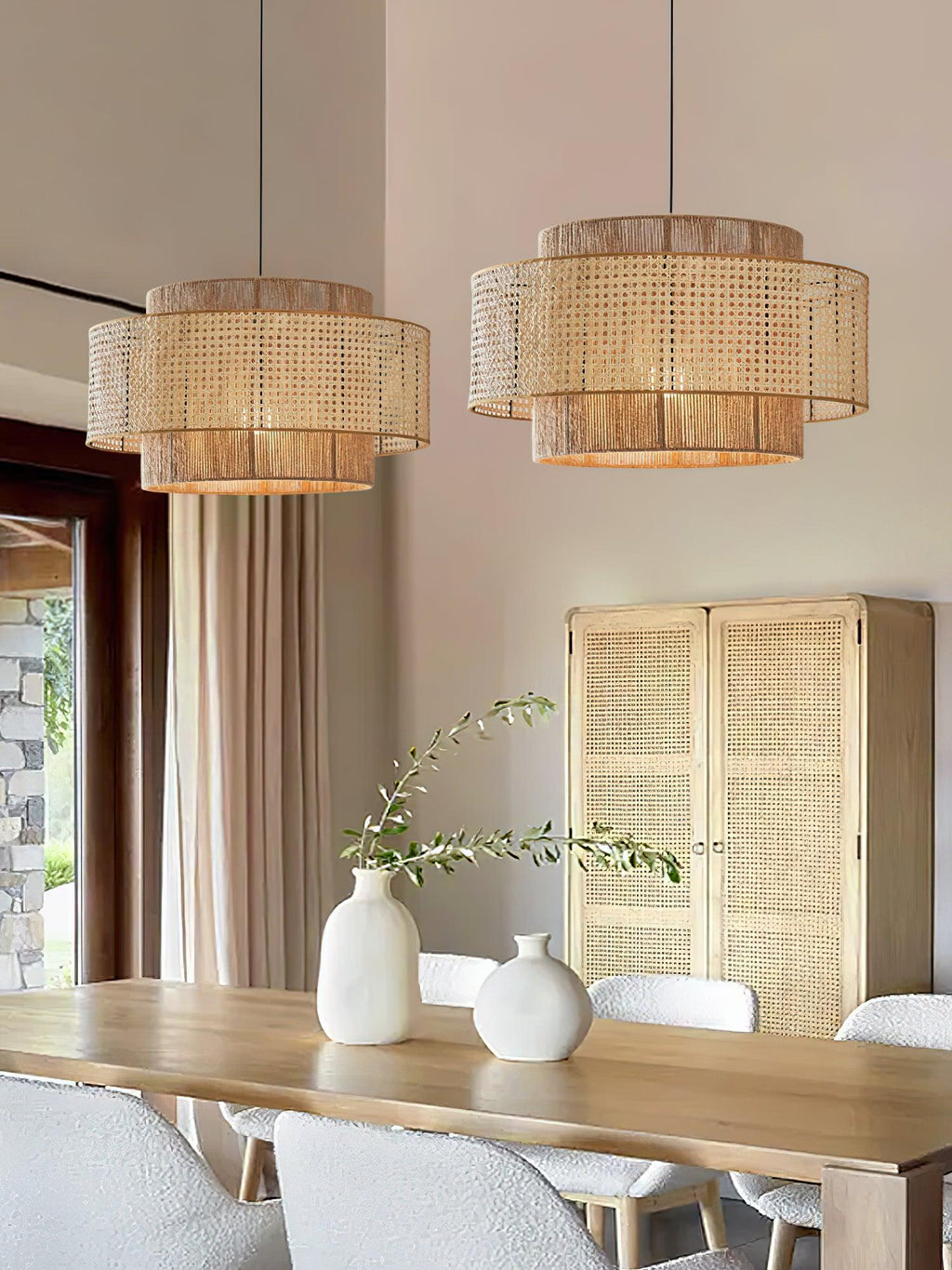 Ulshayra Lampe Suspension en Rotin Concentrique - Neutralighting