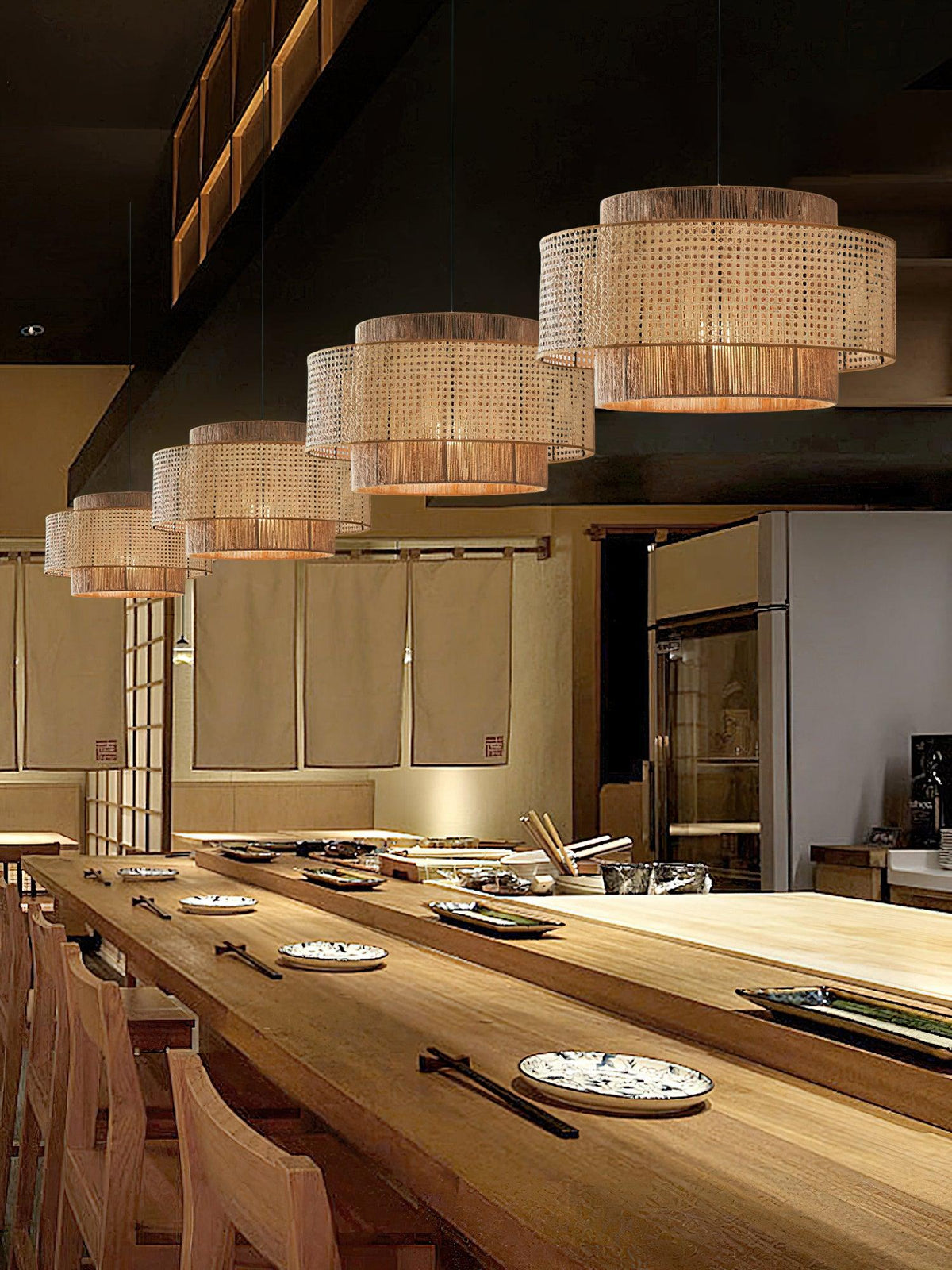 Ulshayra Lampe Suspension en Rotin Concentrique - Neutralighting