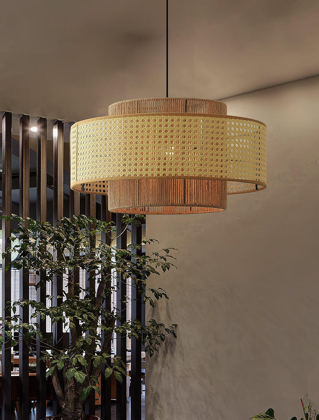 Ulshayra Lampe Suspension en Rotin Concentrique - Neutralighting