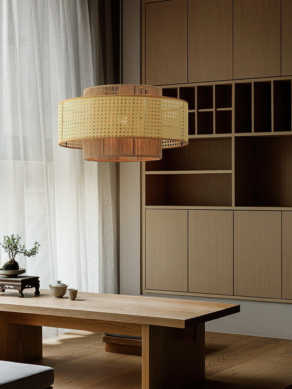 Ulshayra Lampe Suspension en Rotin Concentrique - Neutralighting
