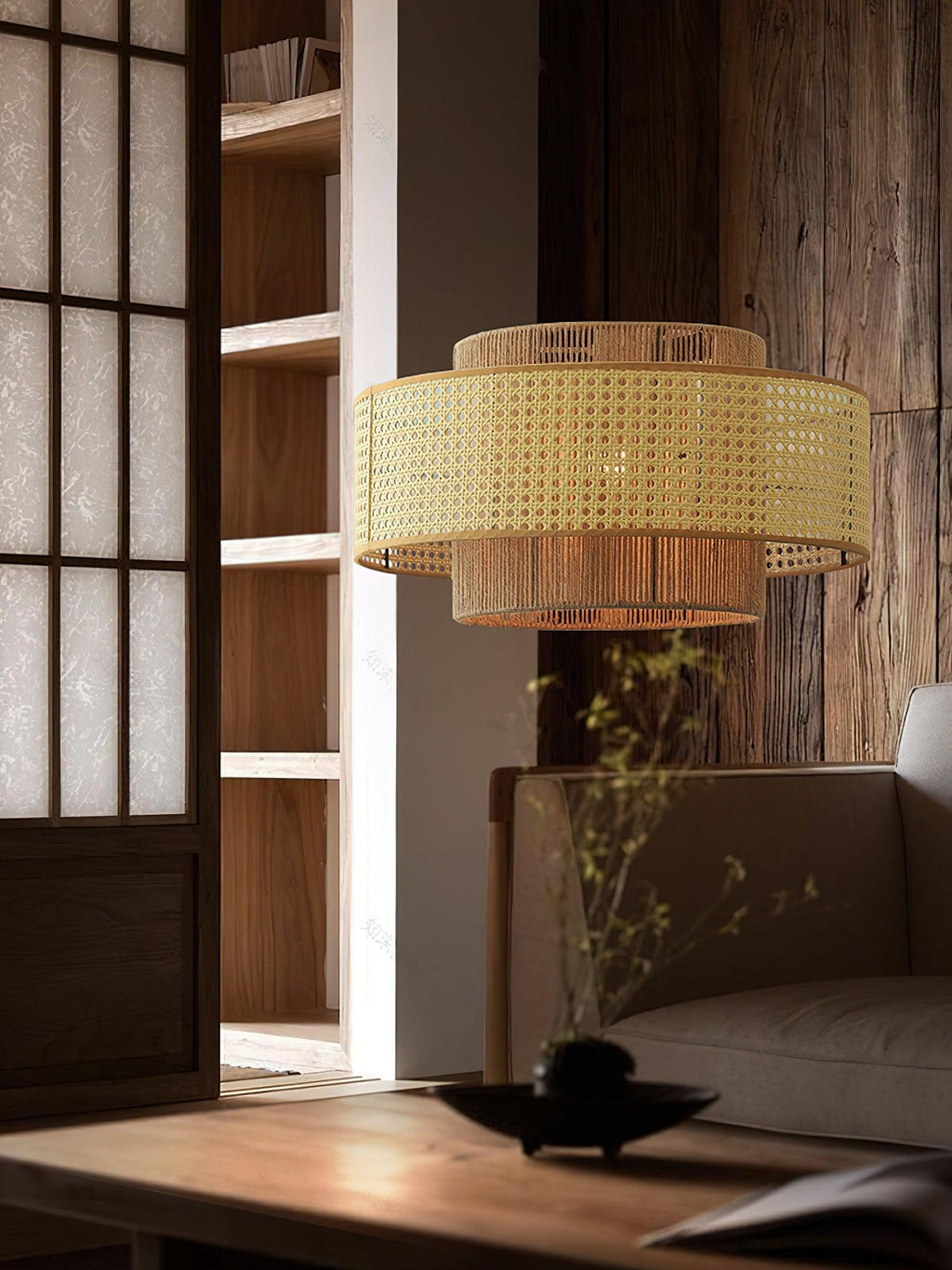 Ulshayra Lampe Suspension en Rotin Concentrique - Neutralighting