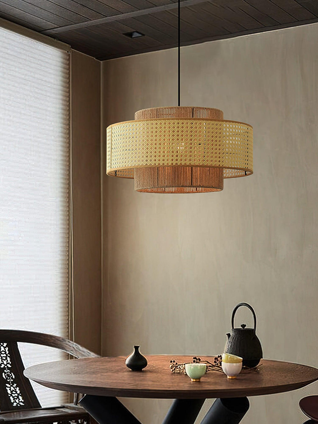 Ulshayra Lampe Suspension en Rotin Concentrique - Neutralighting