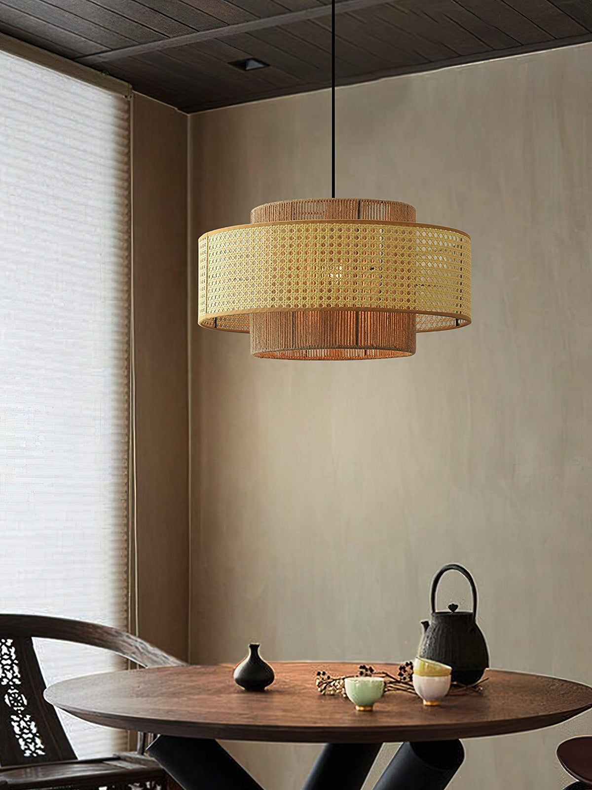 Ulshayra Lampe Suspension en Rotin Concentrique - Neutralighting