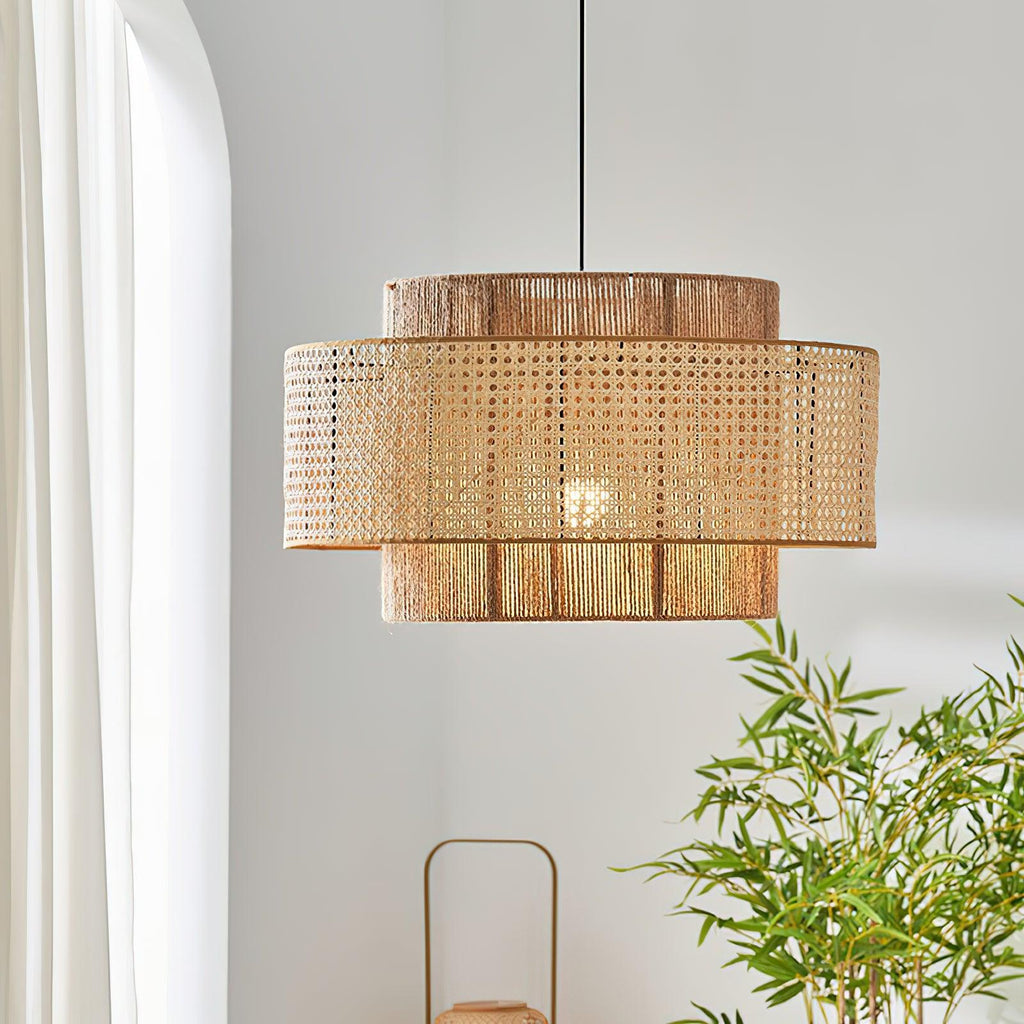 Ulshayra Lampe Suspension en Rotin Concentrique - Neutralighting