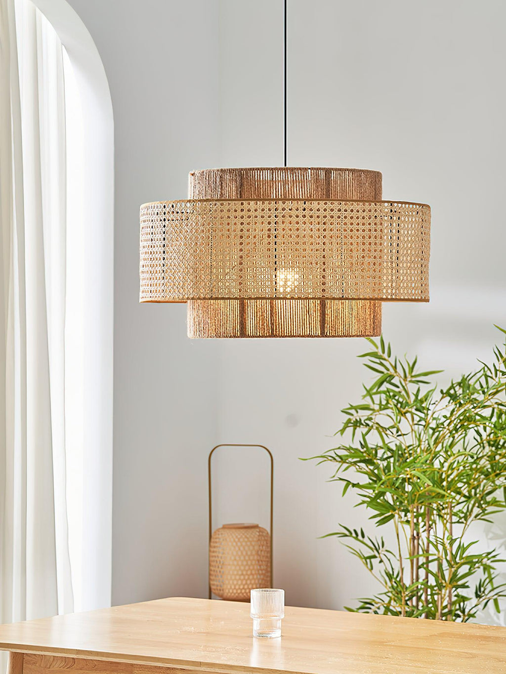 Ulshayra Lampe Suspension en Rotin Concentrique - Neutralighting