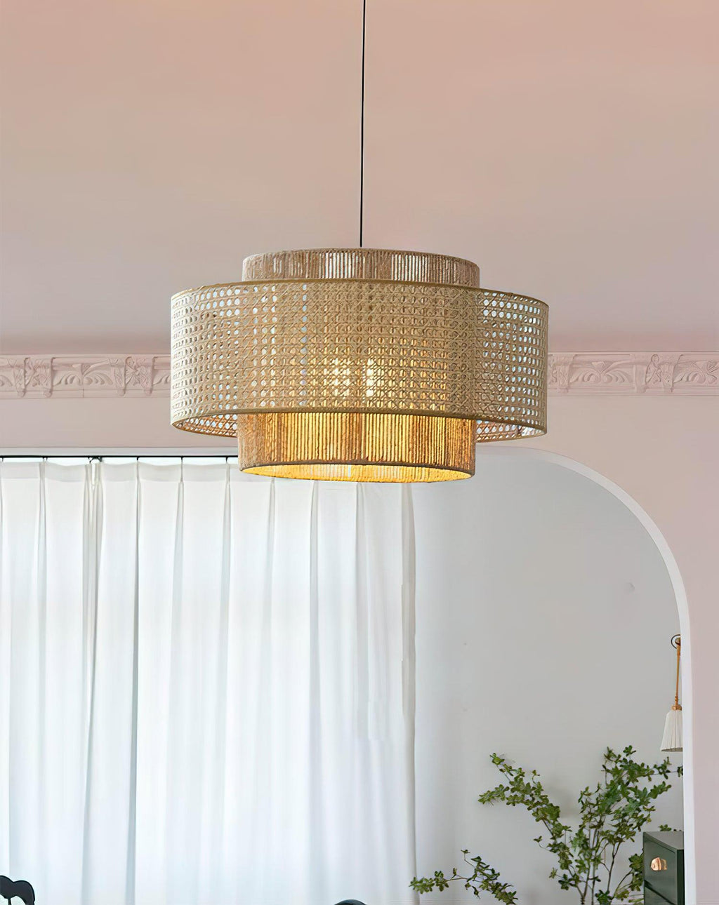Ulshayra Lampe Suspension en Rotin Concentrique - Neutralighting