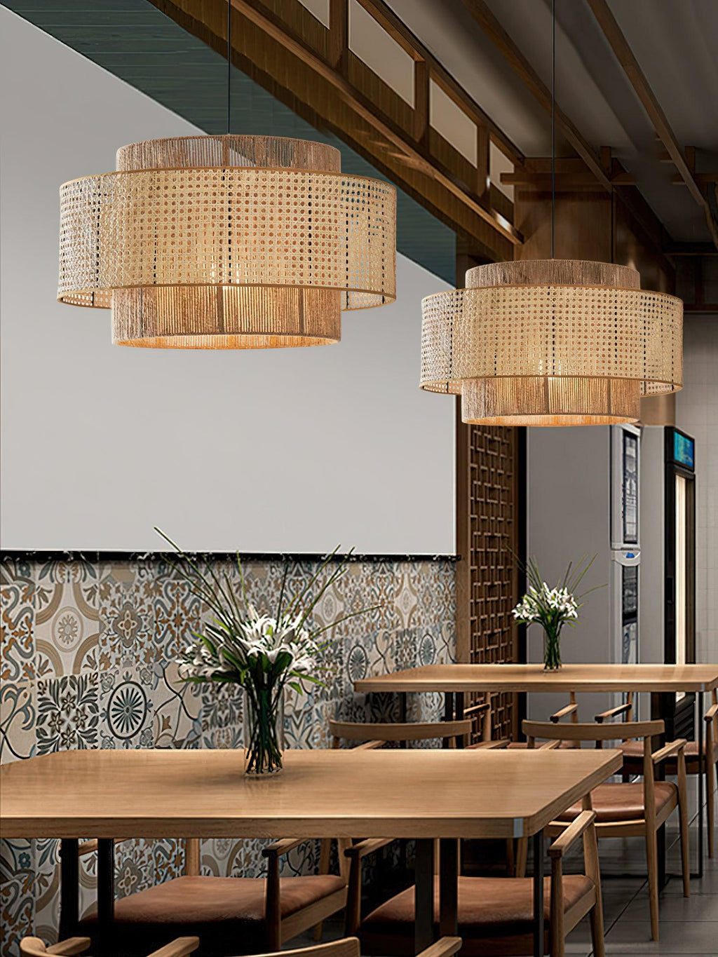 Ulshayra Lampe Suspension en Rotin Concentrique - Neutralighting