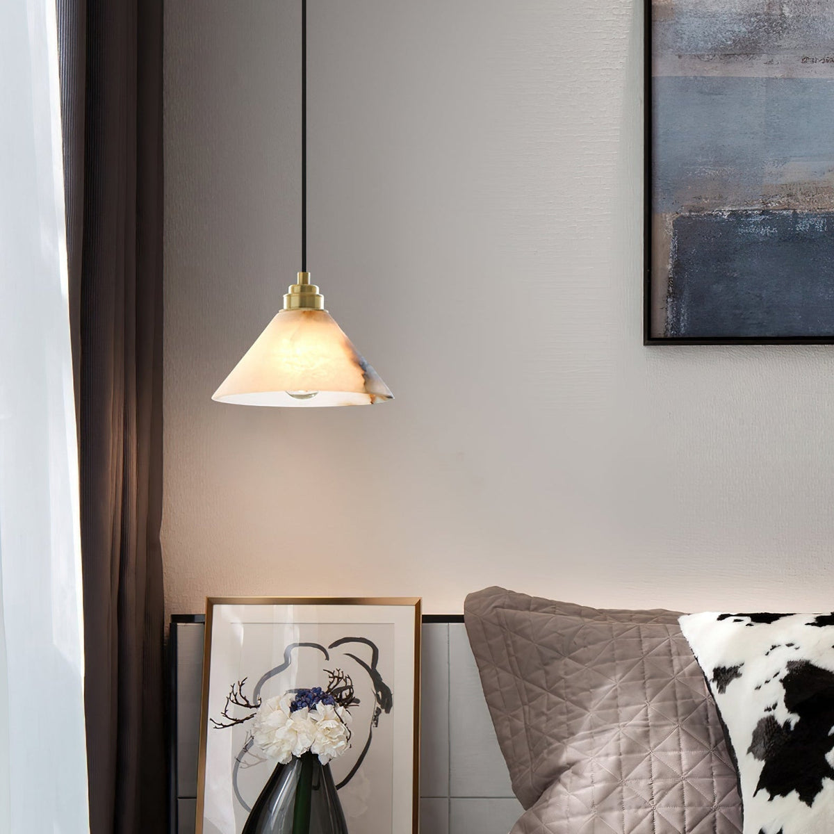 Xen Lampe Pendante En Laiton Et Albâtre Minimaliste Moderne - Neutralighting