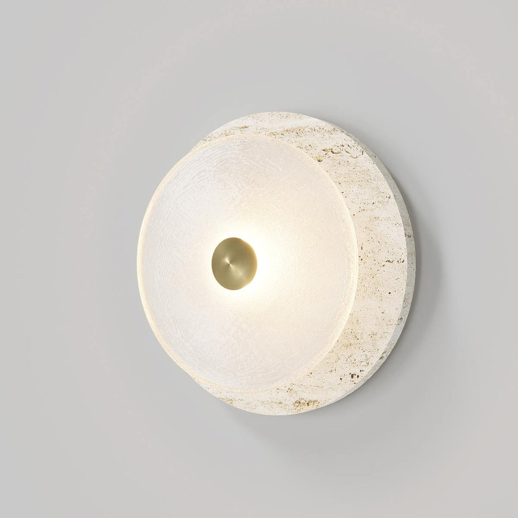 Ether Lampe Murale En Métal Argenté Et Travertin Minimaliste Moderne - Neutralighting