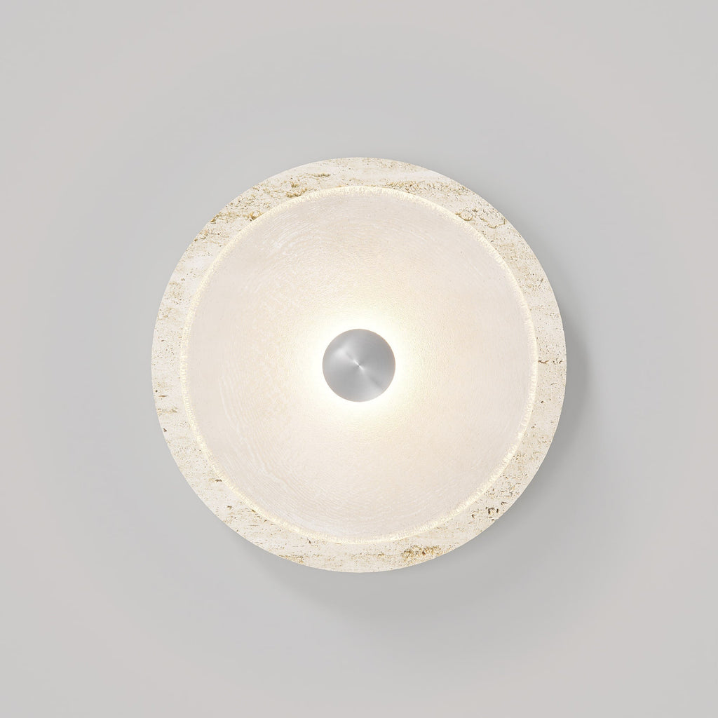 Ether Lampe Murale En Métal Argenté Et Travertin Minimaliste Moderne - Neutralighting