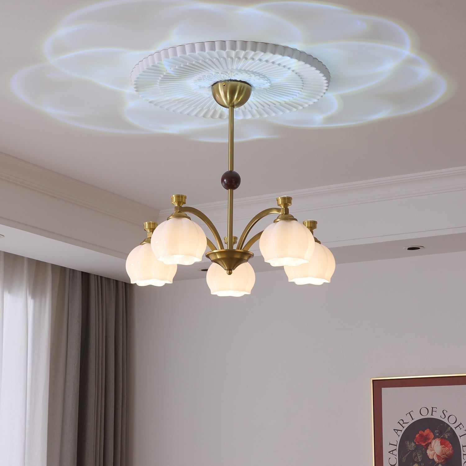 Alshaarae Chandelier Bois Verre Arc Premium Traditionnel - Neutralighting
