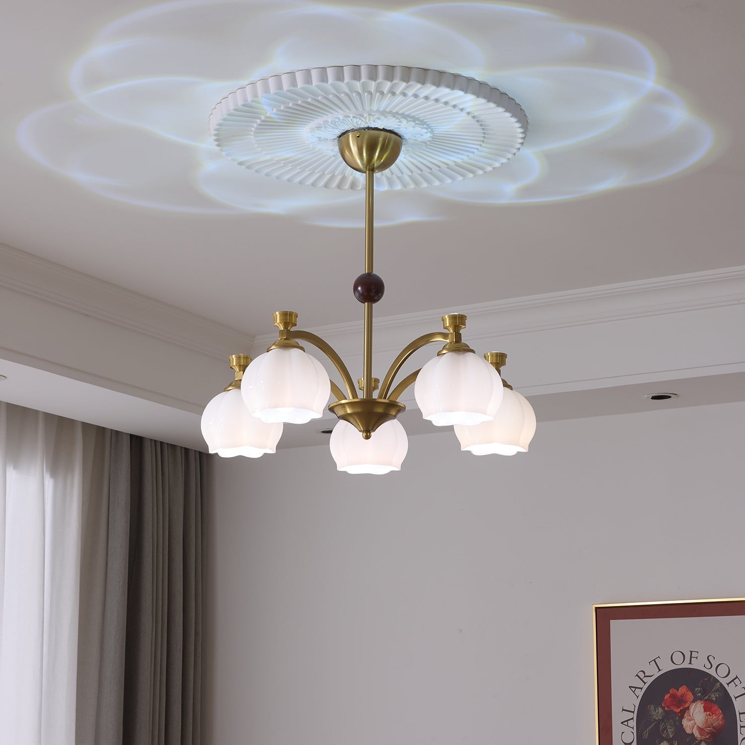 Alshaarae Chandelier Bois Verre Arc Premium Traditionnel - Neutralighting