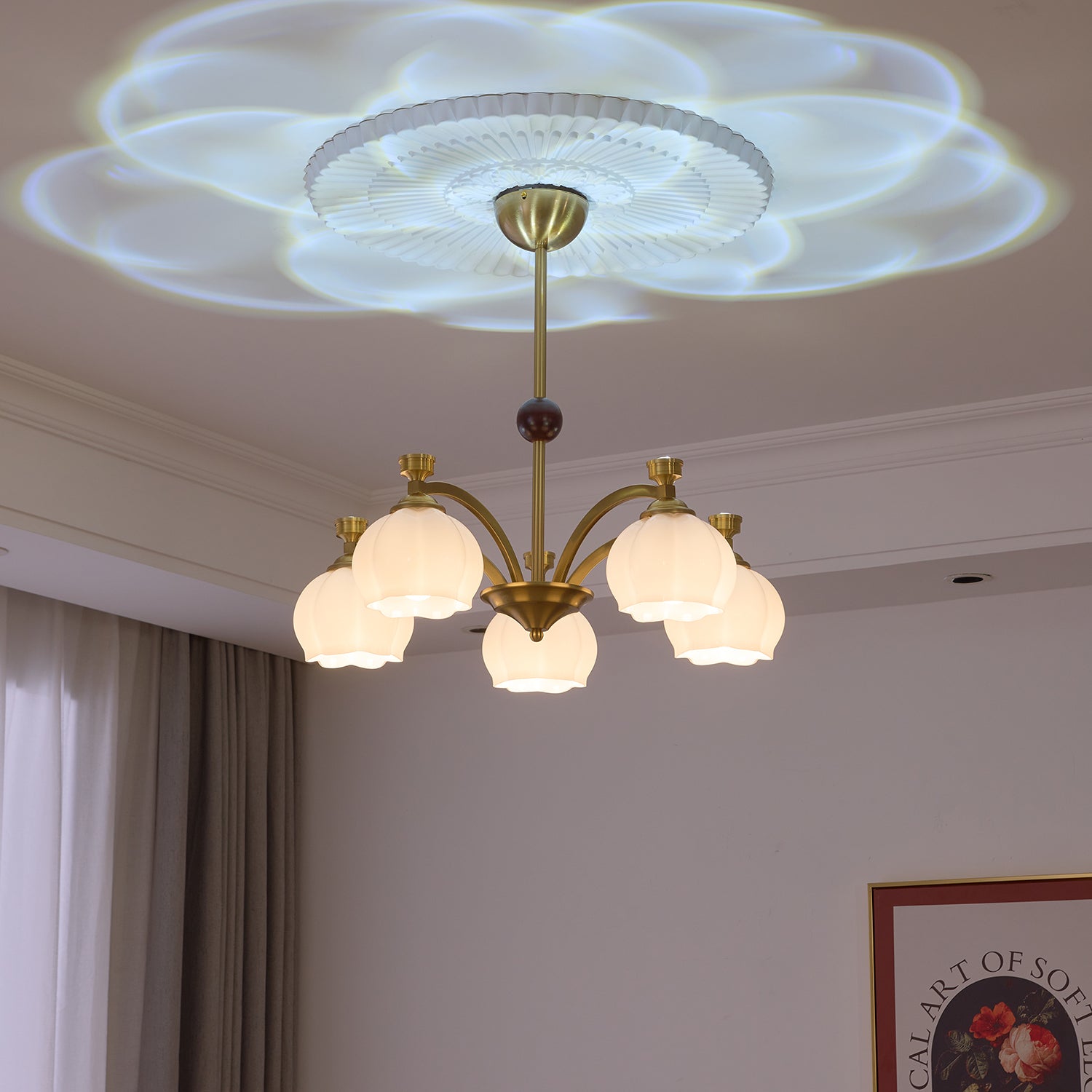 Alshaarae Chandelier Bois Verre Arc Premium Traditionnel - Neutralighting
