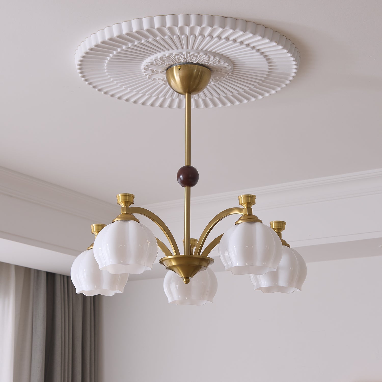 Alshaarae Chandelier Bois Verre Arc Premium Traditionnel - Neutralighting