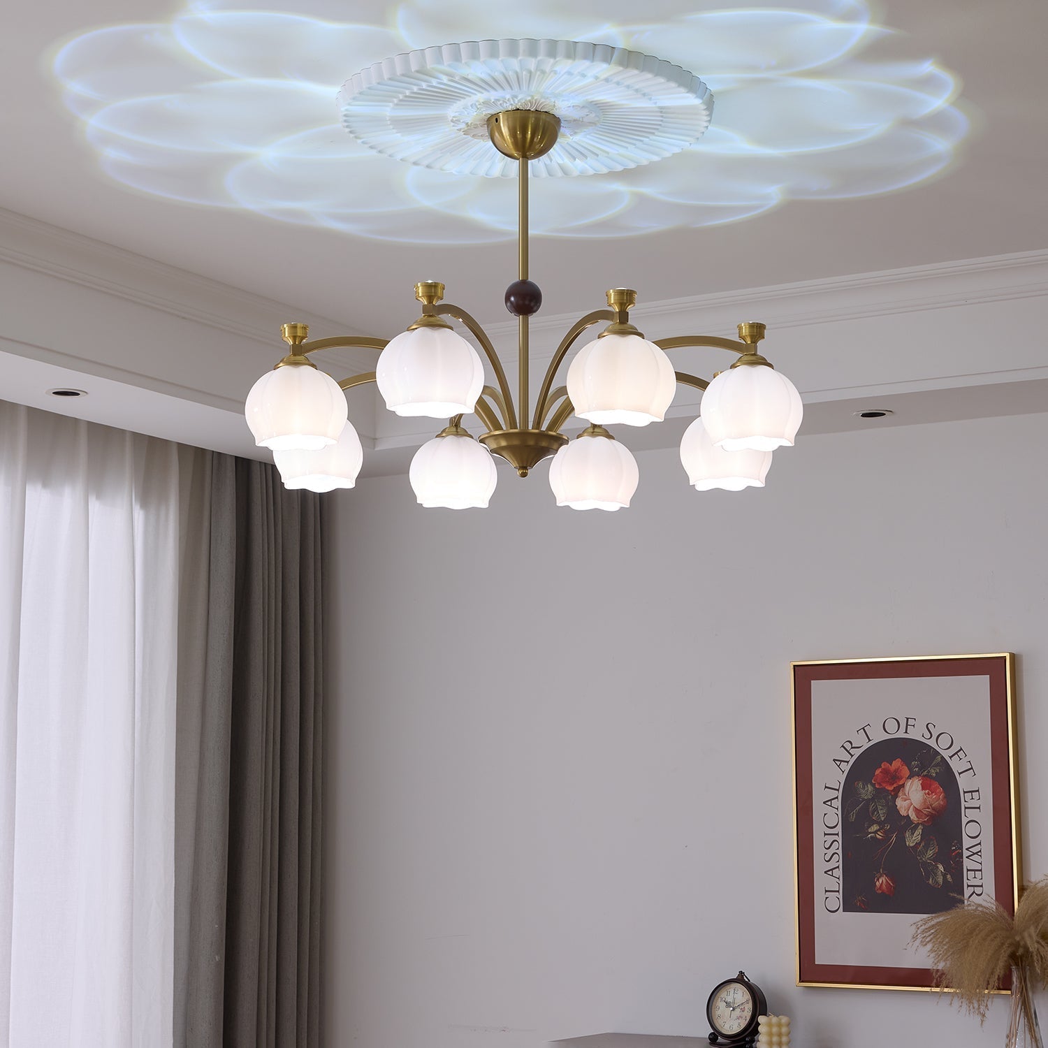 Alshaarae Chandelier Bois Verre Arc Premium Traditionnel - Neutralighting