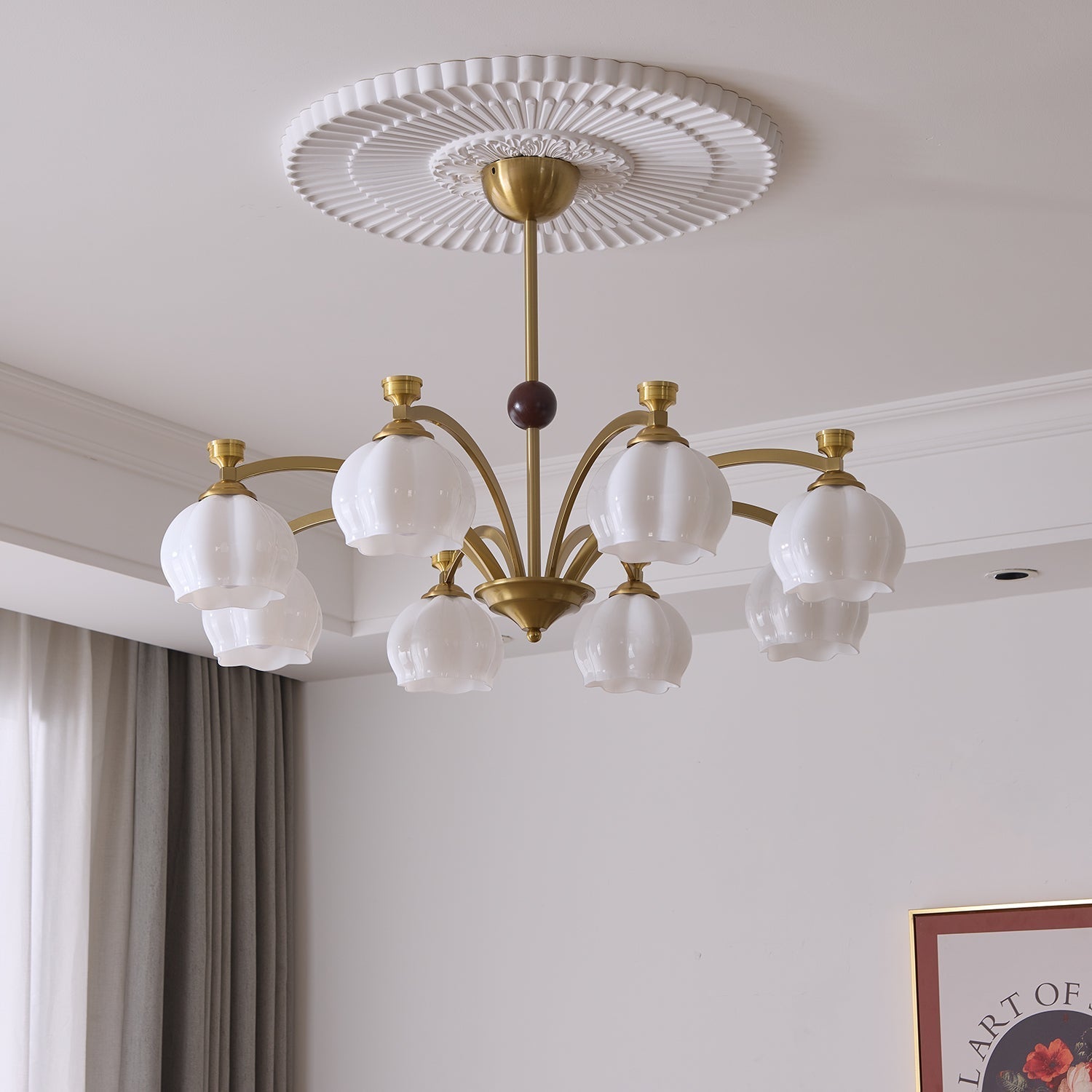 Alshaarae Chandelier Bois Verre Arc Premium Traditionnel - Neutralighting