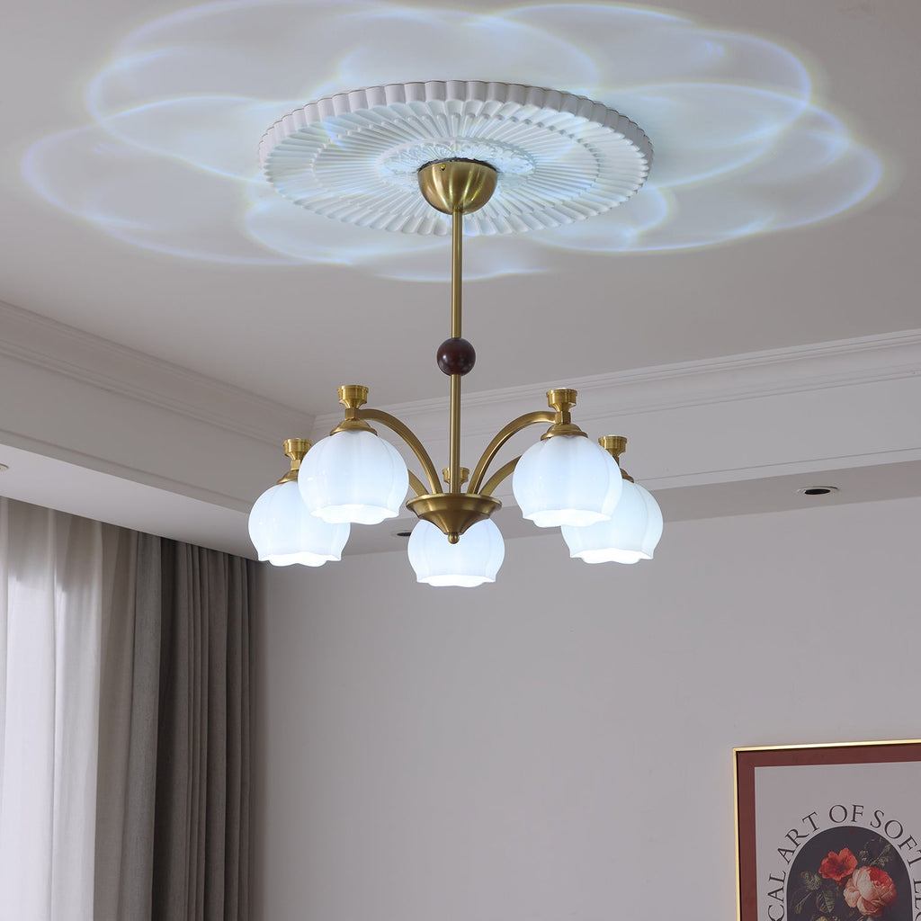 Alshaarae Chandelier Bois Verre Arc Premium Traditionnel - Neutralighting
