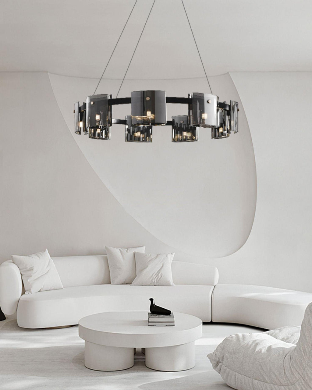 Lustra Chandelier Verre Circulaire Bras en Fer - Neutralighting