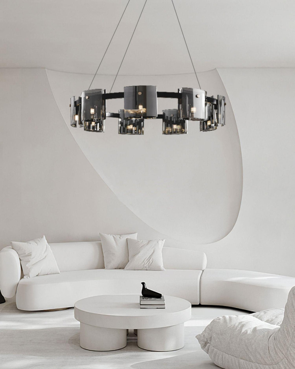 Lustra Chandelier Verre Circulaire Bras en Fer - Neutralighting