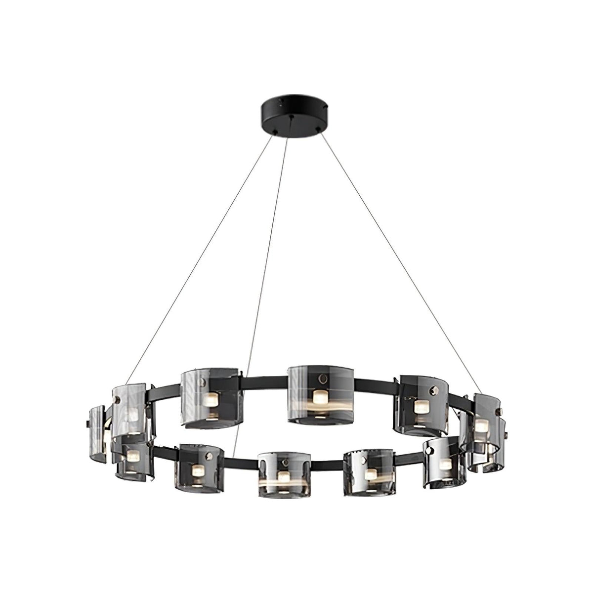 Lustra Chandelier Verre Circulaire Bras en Fer - Neutralighting