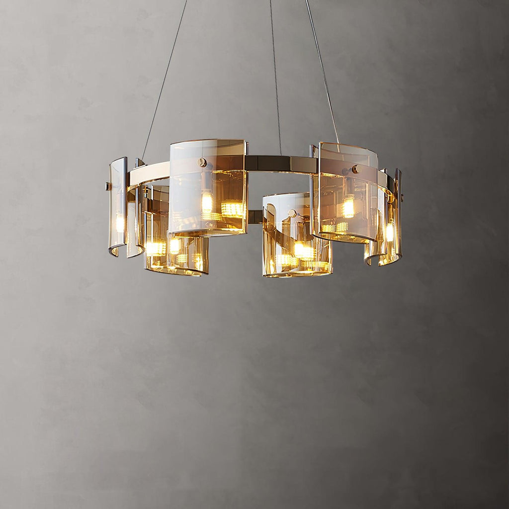 Lustra Chandelier Verre Circulaire Bras en Fer - Neutralighting