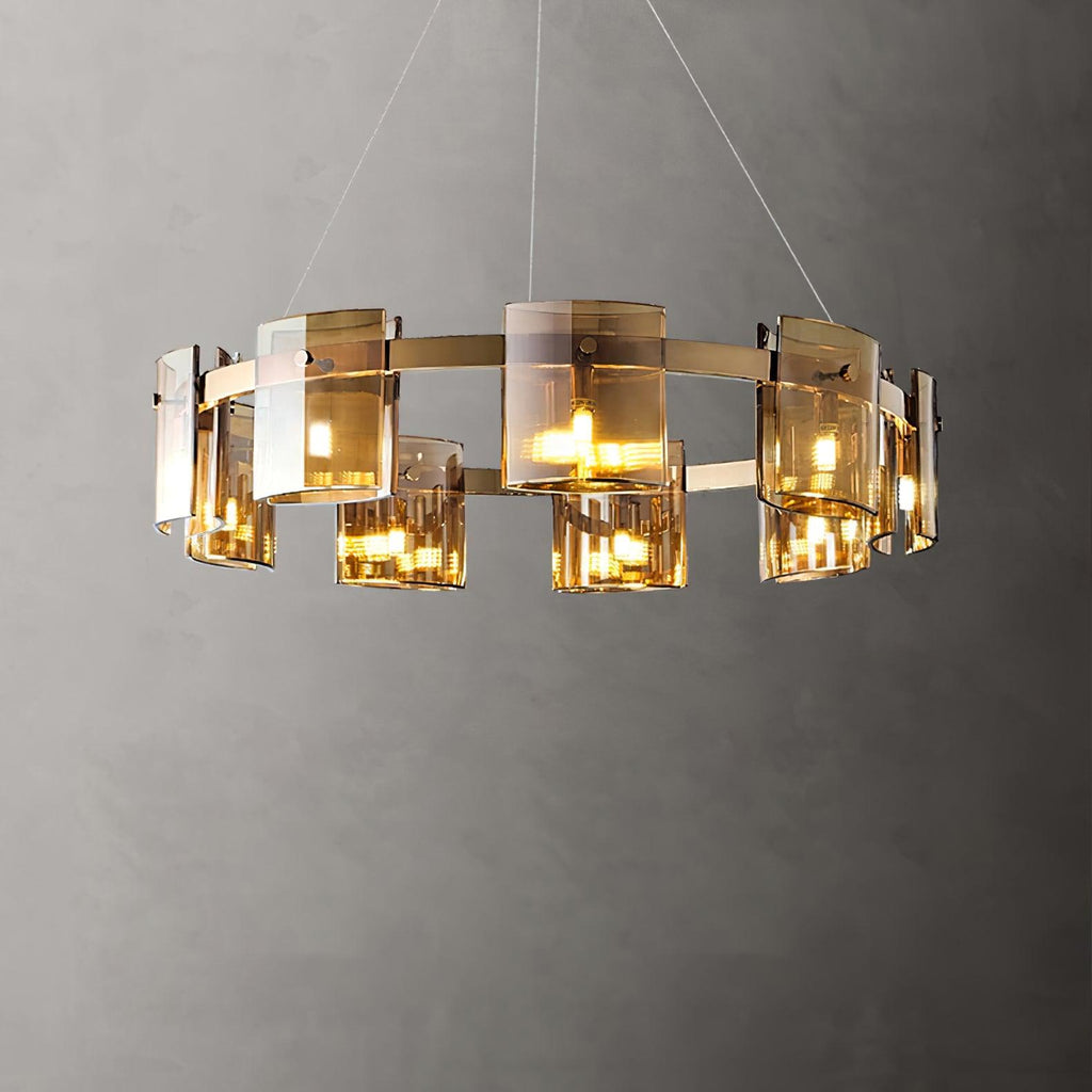 Lustra Chandelier Verre Circulaire Bras en Fer - Neutralighting
