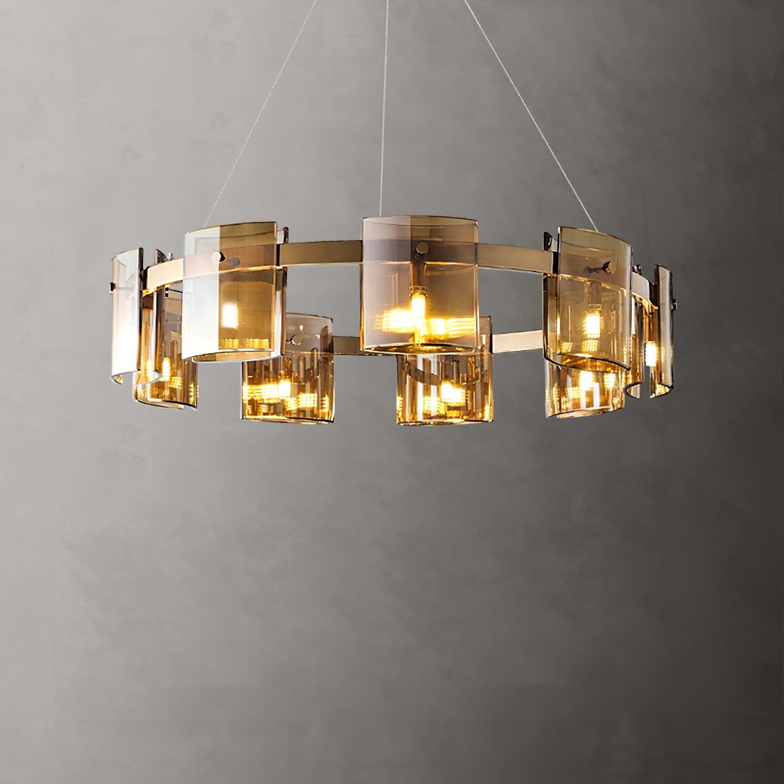 Lustra Chandelier Verre Circulaire Bras en Fer - Neutralighting