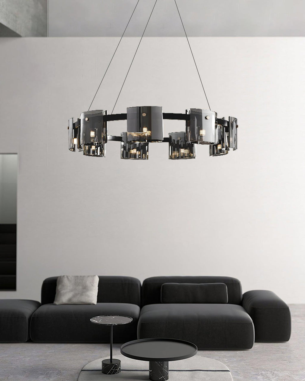 Lustra Chandelier Verre Circulaire Bras en Fer - Neutralighting